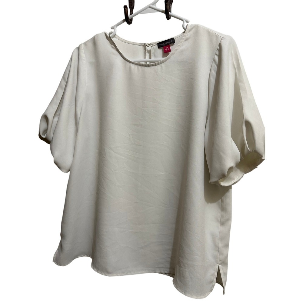 Vince Camuto Delicately Sheer White Blouse Medium